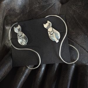 NEW Native American Sterling Cat Earrings